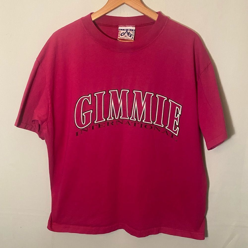 Vintage 90s Gimme International T-Shirt GAB Gimme A Break Made USA Purple M/L